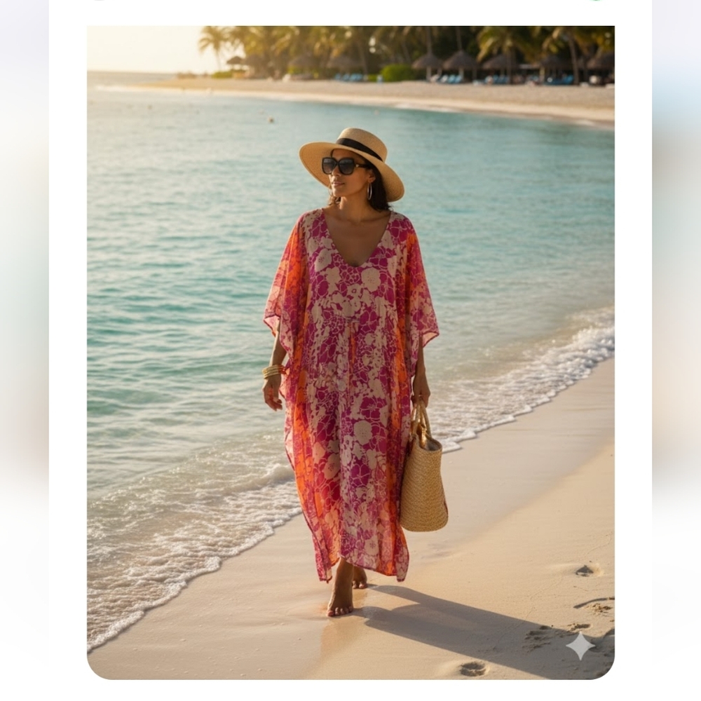 Pink Floral Women's Swim Cover-Up